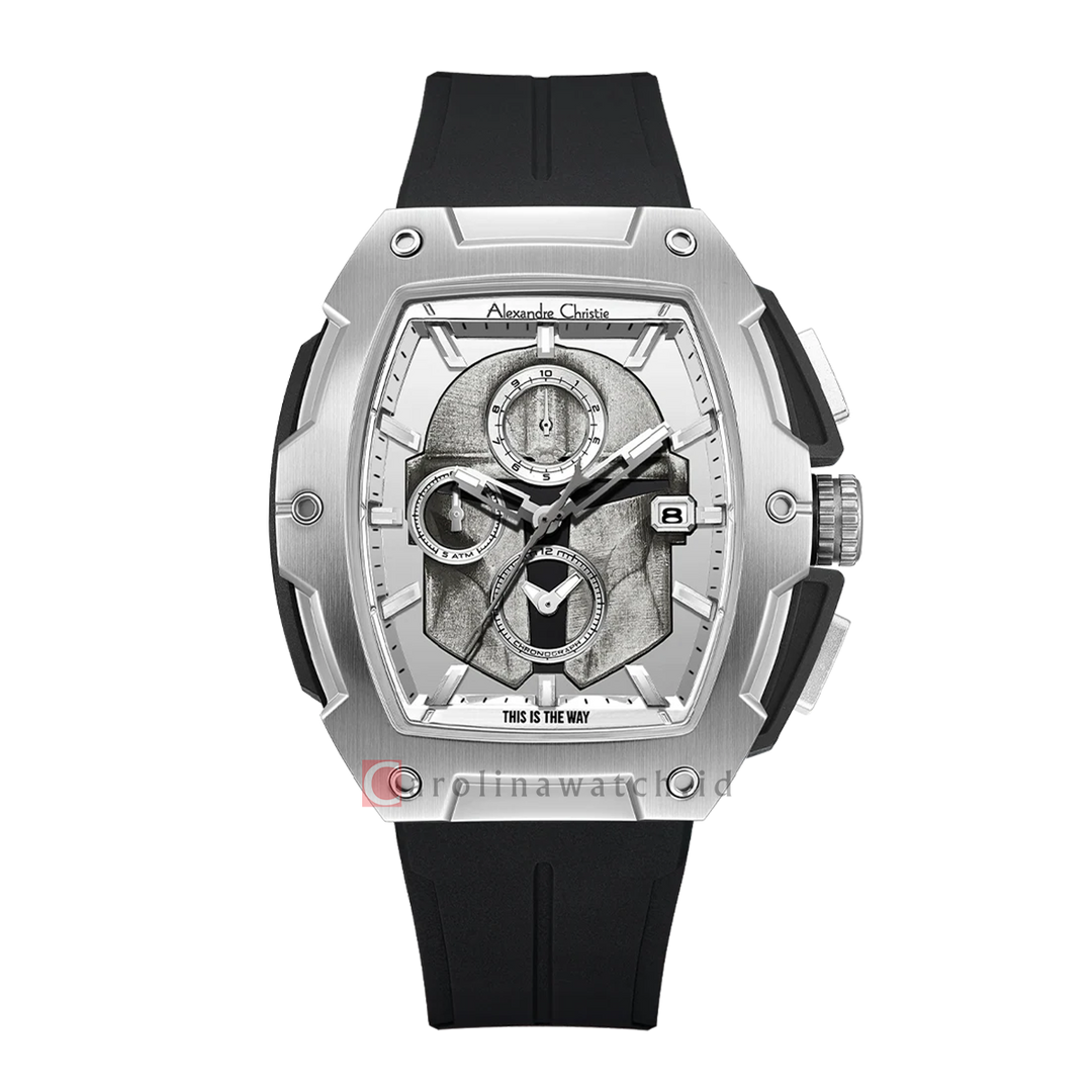 Jam Tangan Alexandre Christie x Star Wars AC 6629 MCRMD1 The Mandalorian Men Analog Dial Black Rubber Strap Limited Edition