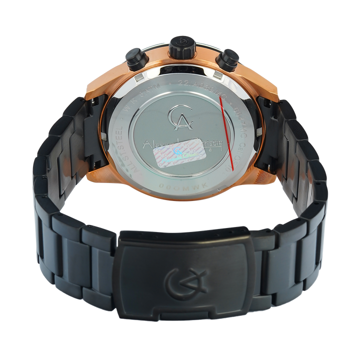 Jam Tangan Alexandre Christie AC 6647 MCBBRBA Men Black Dial Black Stainless Steel Strap