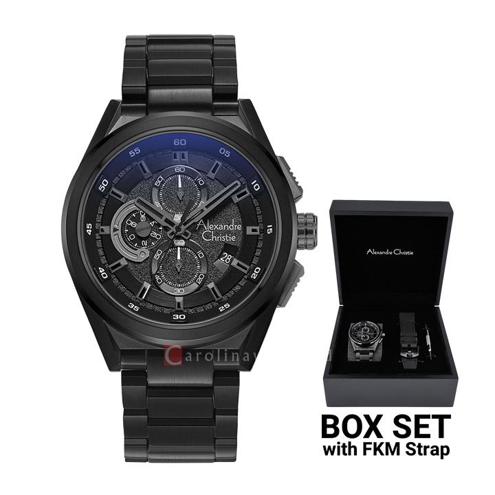 Jam Tangan Alexandre Christie Classic AC 6654 MCBIPBAGR Men Black Dial Black Stainless Steel Strap