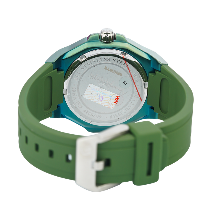 Jam Tangan Alexandre Christie AC 6675 MFRTRGN Men Green Dial Green Rubber Strap