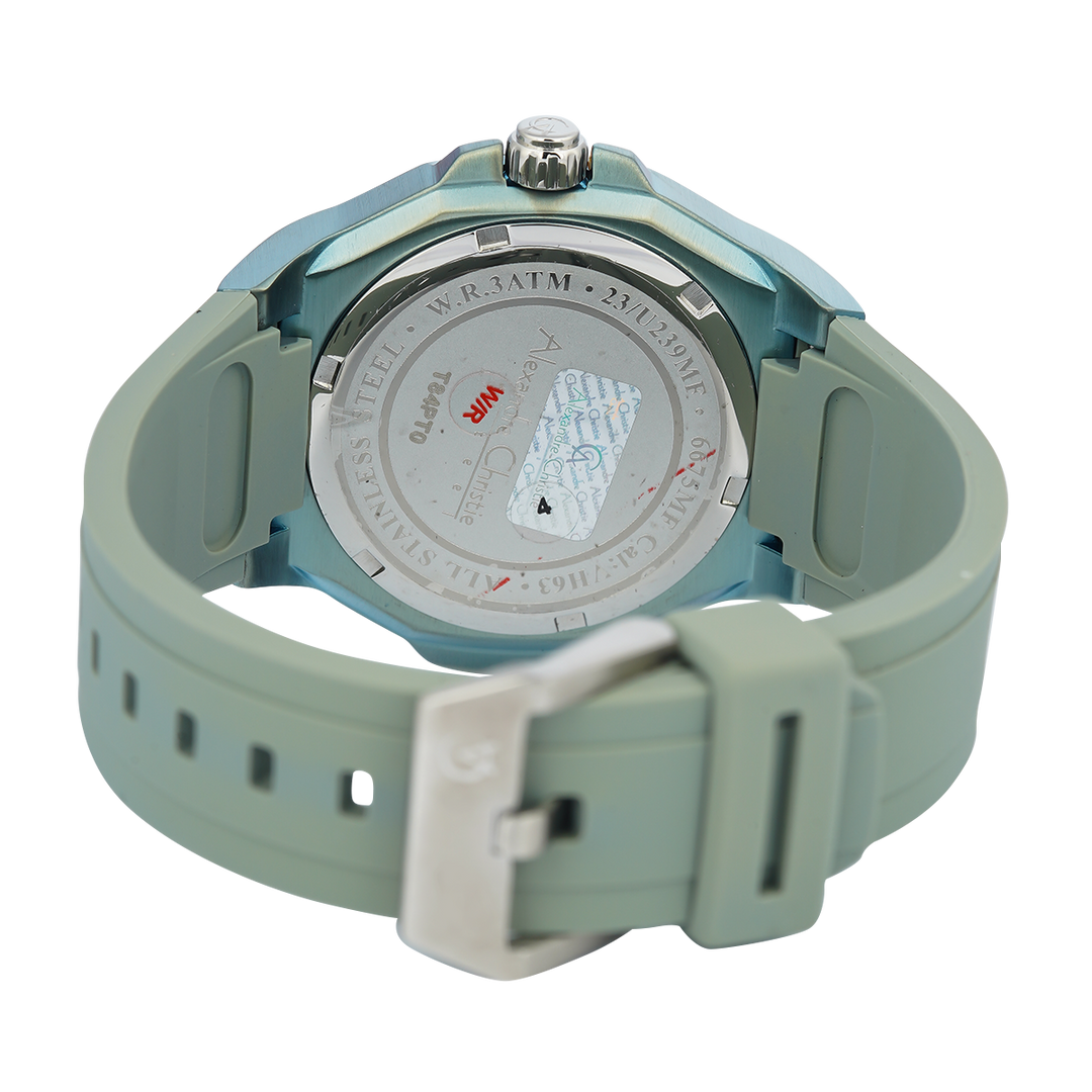 Jam Tangan Alexandre Christie AC 6675 MFRTRLE Men Light Green Dial Light Green Rubber Strap