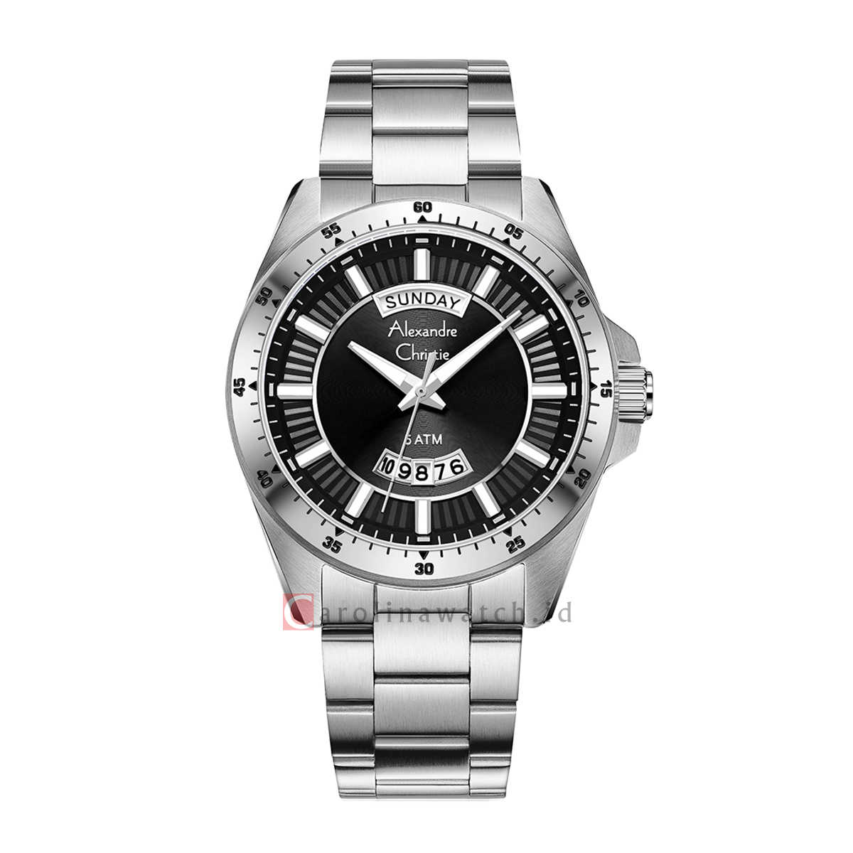 Jam Tangan Alexandre Christie AC 6678 MEBSSBA Men Black Dial Stainless ...