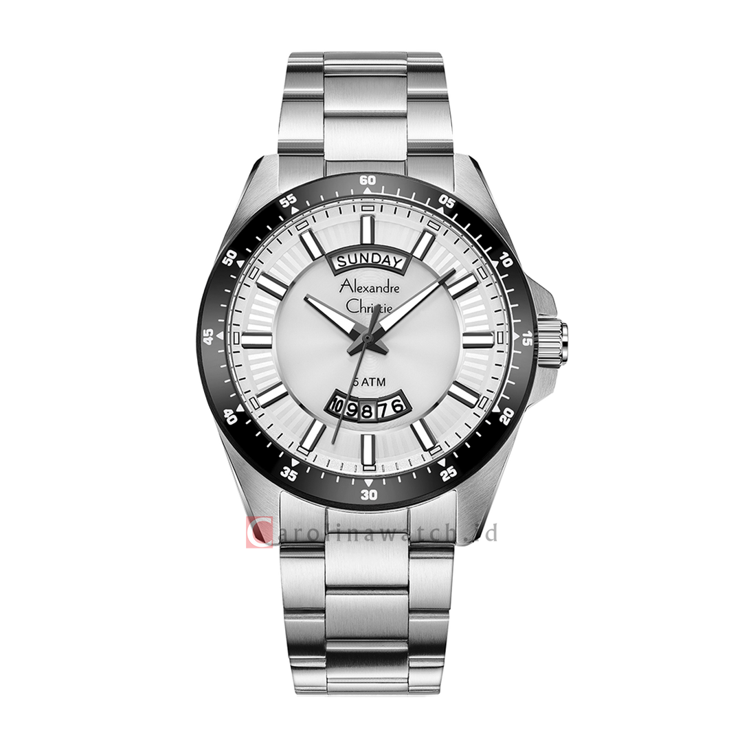 Jam Tangan Alexandre Christie AC 6678 MEBTESL Men Silver Dial Stainless Steel Strap