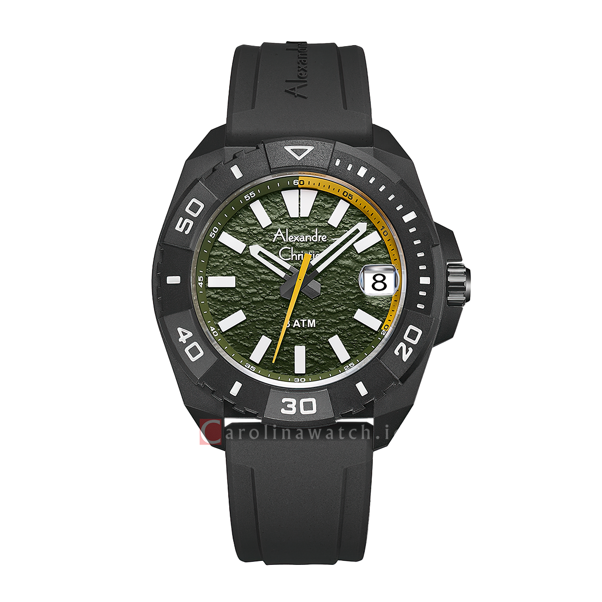 Jam Tangan Alexandre Christie AC 6684 MDRIPGNYL Men Green Dial Black R ...