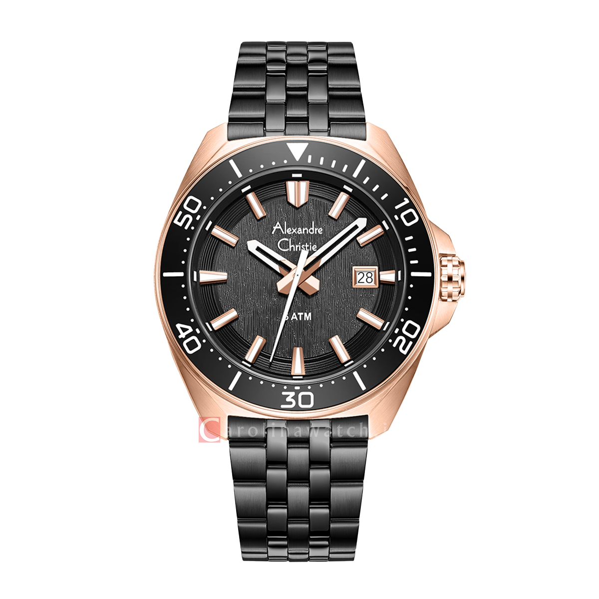 Jam Tangan Alexandre Christie AC 6687 MDBBRBA Men Black Dial Black Sta ...
