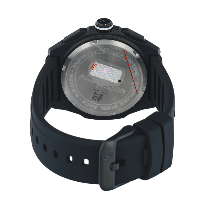 Jam Tangan Alexandre Christie AC 6688 MCRIPBARG Men Black Dial Black Rubber Strap