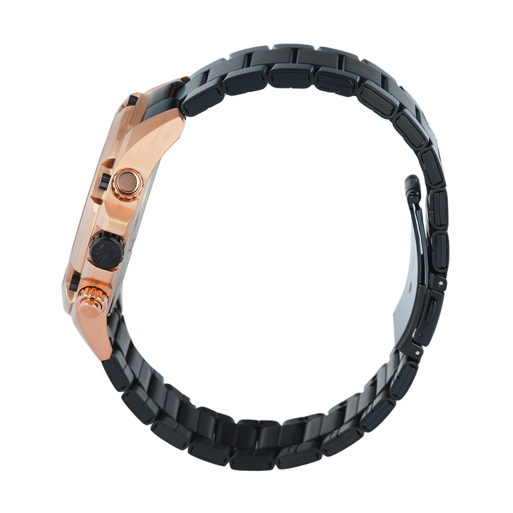 Jam Tangan Alexandre Christie AC 6690 MCFBRBA Men Black Dial Black Stainless Steel Strap