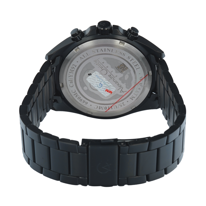 Jam Tangan Alexandre Christie AC 6690 MCFIPBASL Men Black Dial Black Stainless Steel Strap