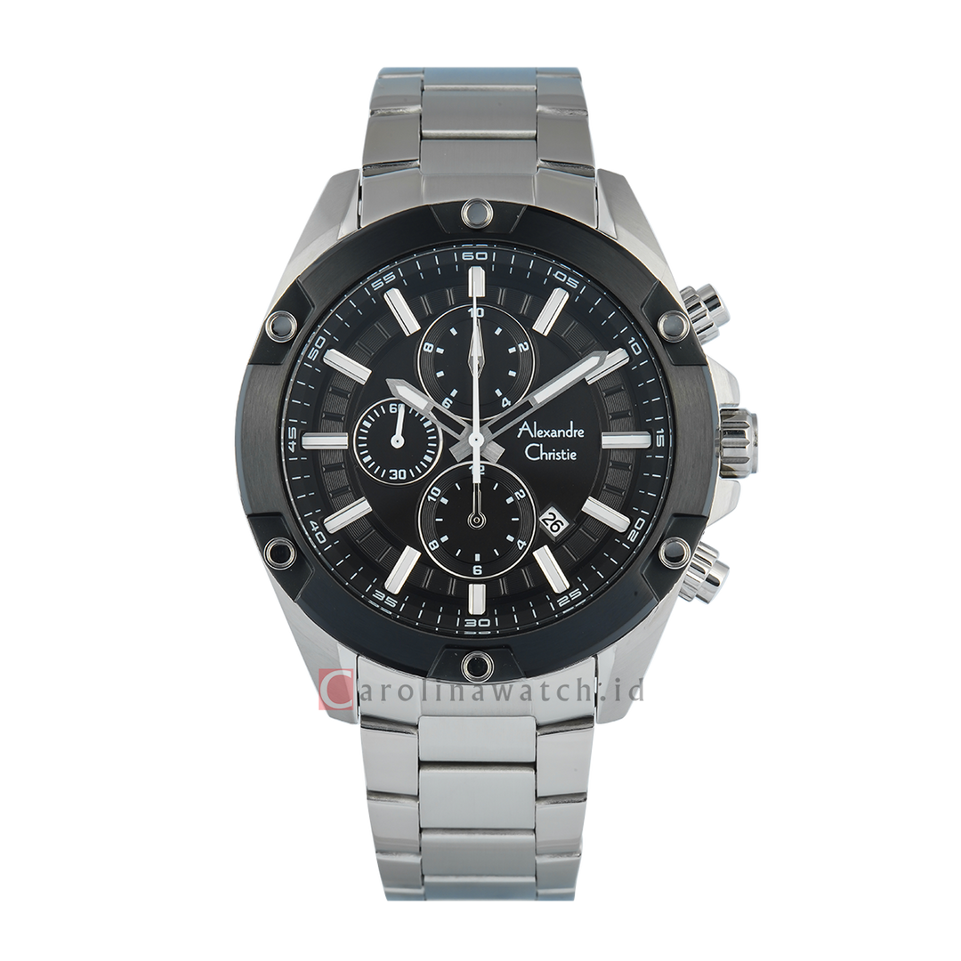 Jam Tangan Alexandre Christie AC 6690 MCFTBBA Men Black Dial Stainless Steel Strap