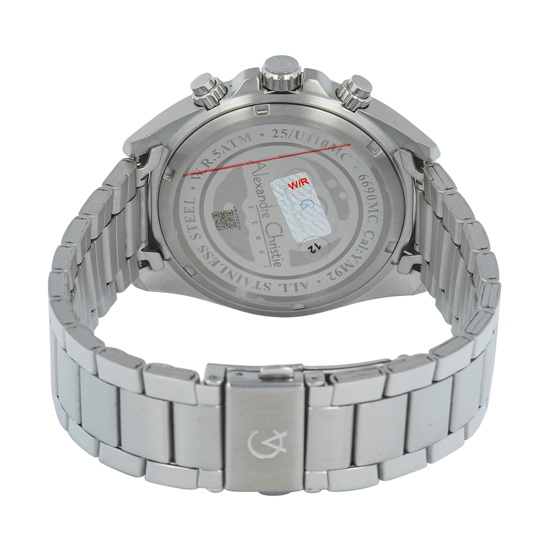 Jam Tangan Alexandre Christie AC 6690 MCFTBBA Men Black Dial Stainless Steel Strap