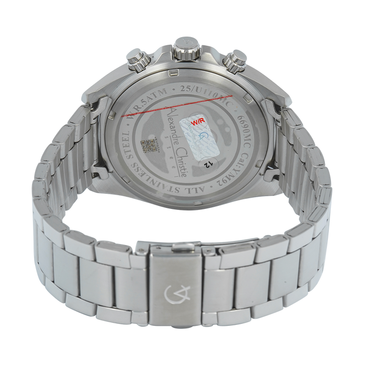 Jam Tangan Alexandre Christie AC 6690 MCFTBBA Men Black Dial Stainless Steel Strap