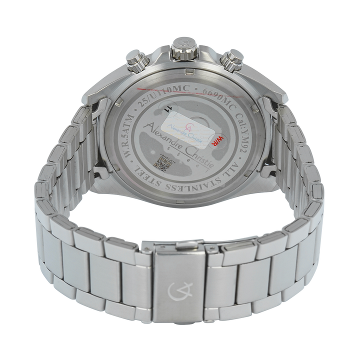 Jam Tangan Alexandre Christie AC 6690 MCFTBSL Men Silver White Dial Stainless Steel Strap