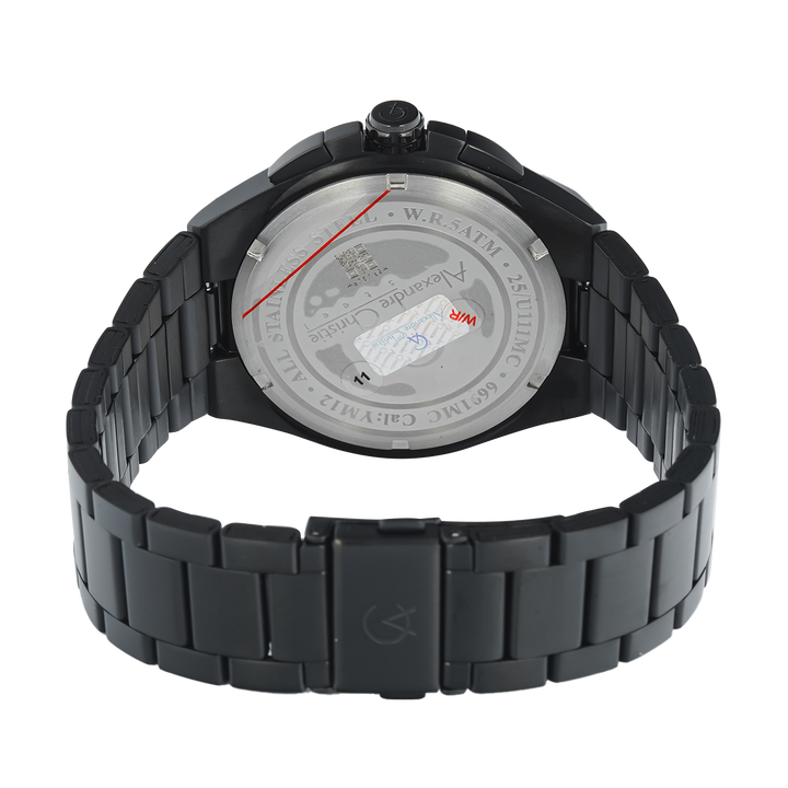 Jam Tangan Alexandre Christie AC 6691 MCFIPBA Men Black Dial Black Stainless Steel Strap