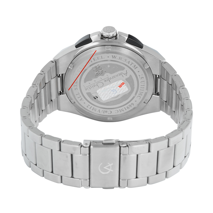 Jam Tangan Alexandre Christie AC 6691 MCFTBBA Men Black Dial Stainless Steel Strap