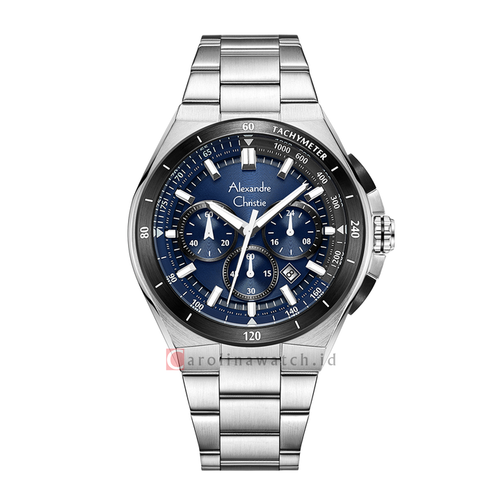 Jam Tangan Alexandre Christie AC 6691 MCFTBBU Men Blue Dial Stainless Steel Strap