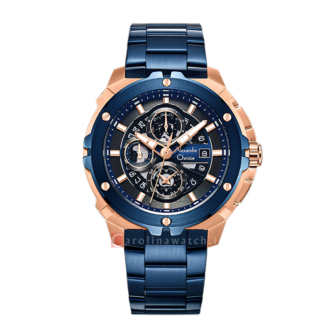 Jam Tangan Alexandre Christie AC 6692 MCFURBU Men Analog Dial Blue Stainless Steel Strap