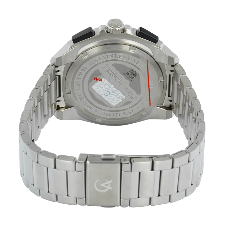 Jam Tangan Alexandre Christie Chronograph AC 6695 MCFTBBA Men Black Dial SIlver Stainless Steel Strap