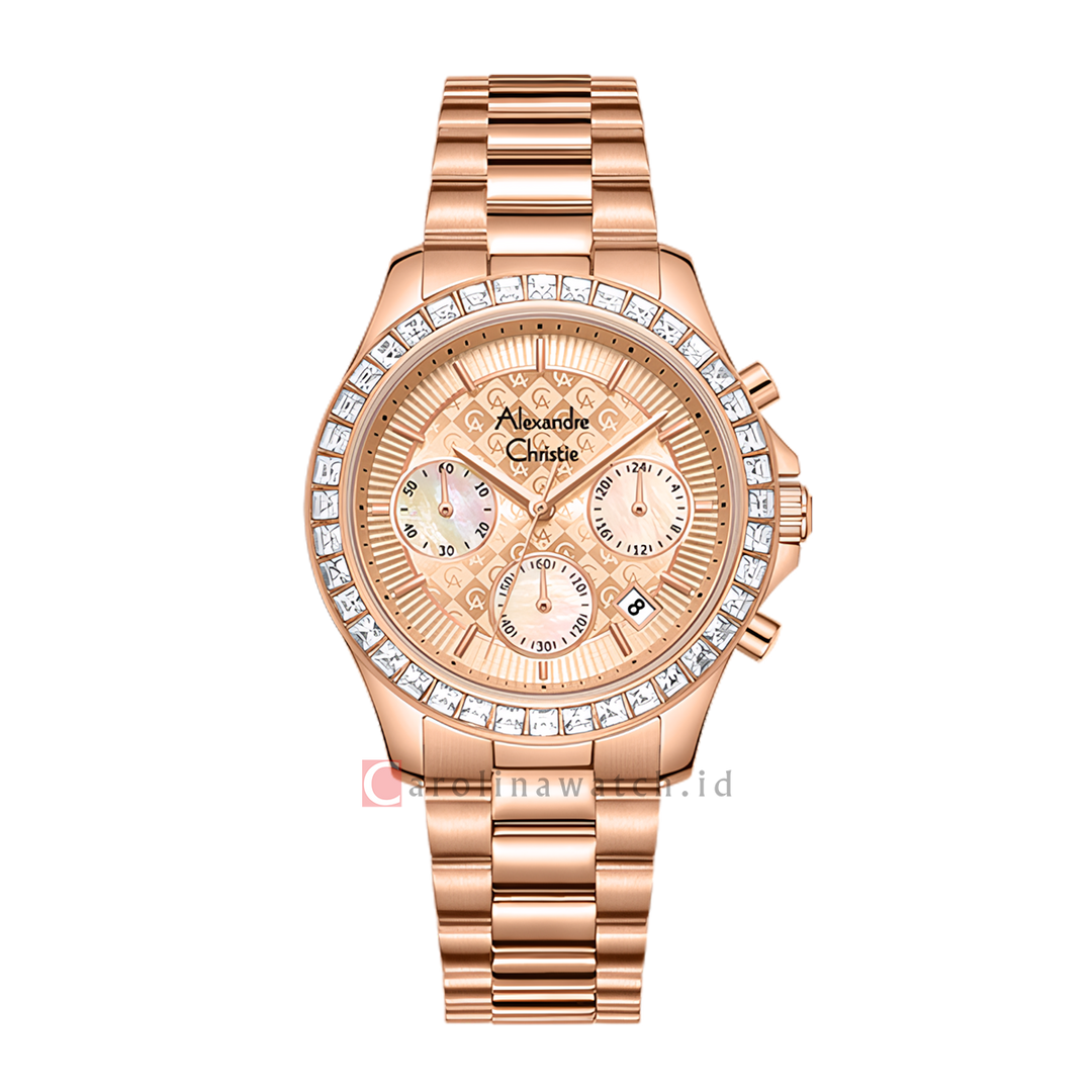 Jam Tangan Alexandre Christie AC 6696 MCFRGLN Men Rose Gold Dial Rose Gold Stainless Steel Strap