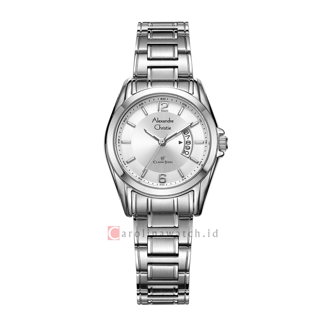 Jam Tangan Alexandre Christie Classic Steel AC 8289 LDBSSSL Women Silver Dial Stainless Steel Strap