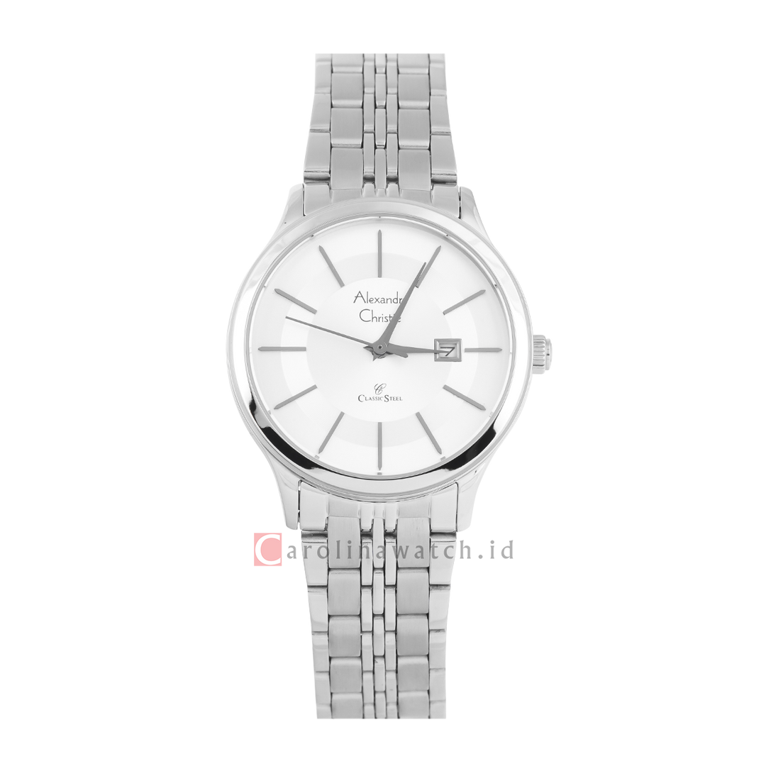 Jam Tangan Alexandre Christie Classic Steel AC 8348 LDBSSSL Women Silver Dial Silver Stainless Steel Strap