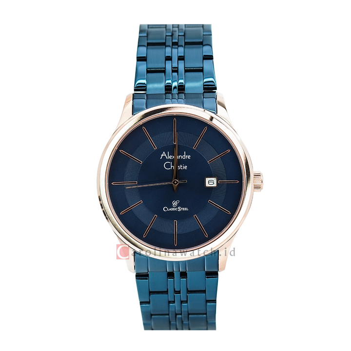 Jam Tangan Alexandre Christie Classic Steel AC 8348 MDBURBU Women Blue Dial Blue Stainless Steel Strap