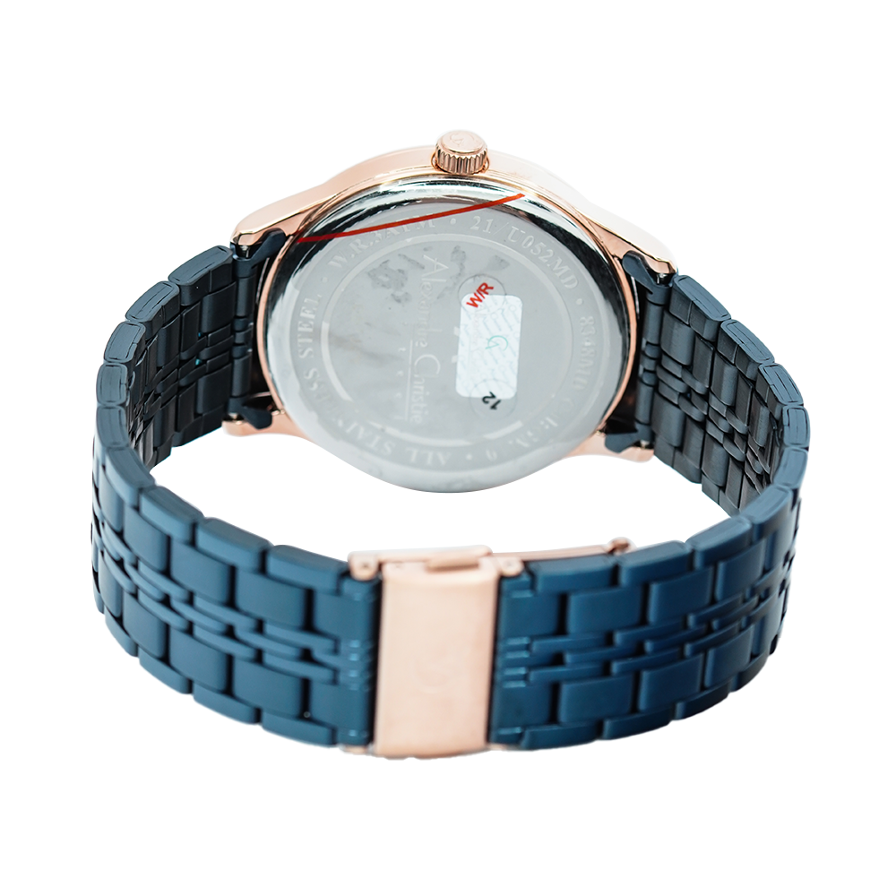 Jam Tangan Alexandre Christie Classic Steel AC 8348 MDBURBU Women Blue Dial Blue Stainless Steel Strap
