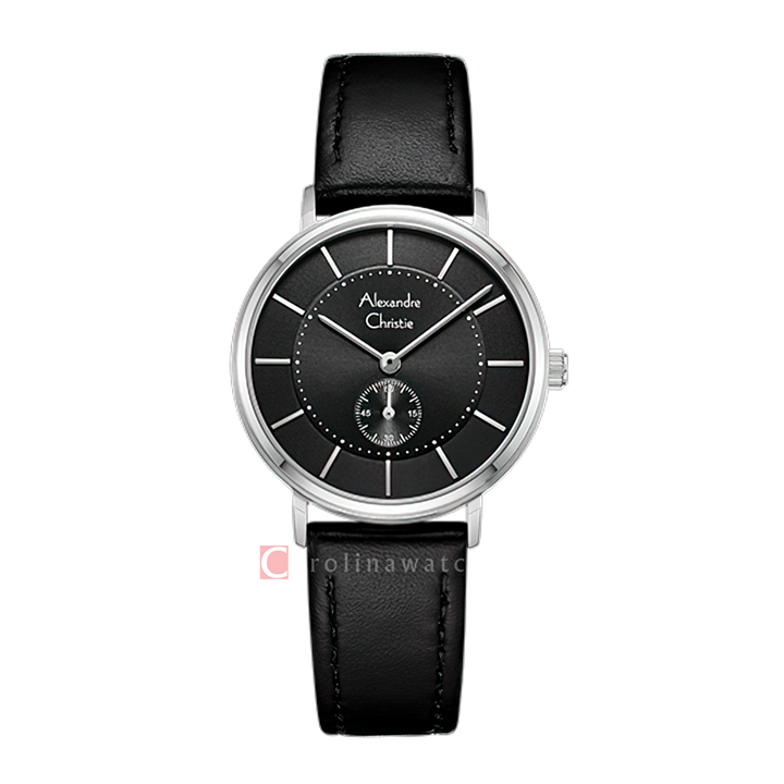 Jam Tangan Alexandre Christie Classic AC 8493 LSLSSBA Women Black Dial Black Leather Strap