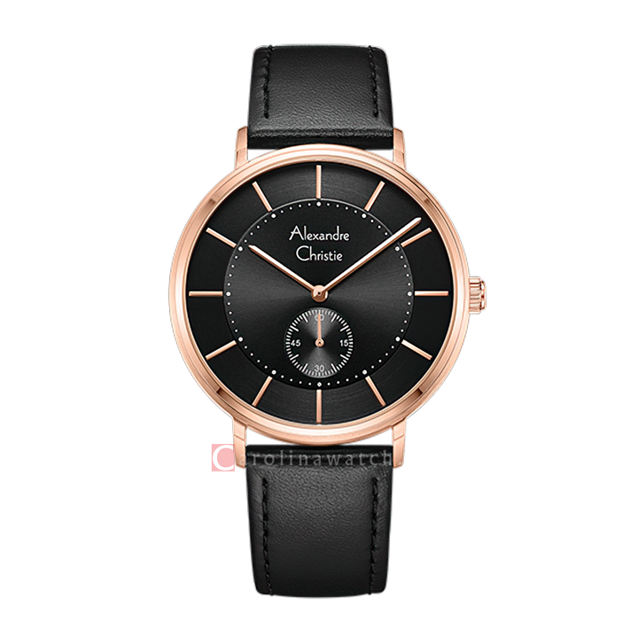 Jam Tangan Alexandre Christie Classic AC 8493 MSLRGBA Men Black Dial Black Leather Strap