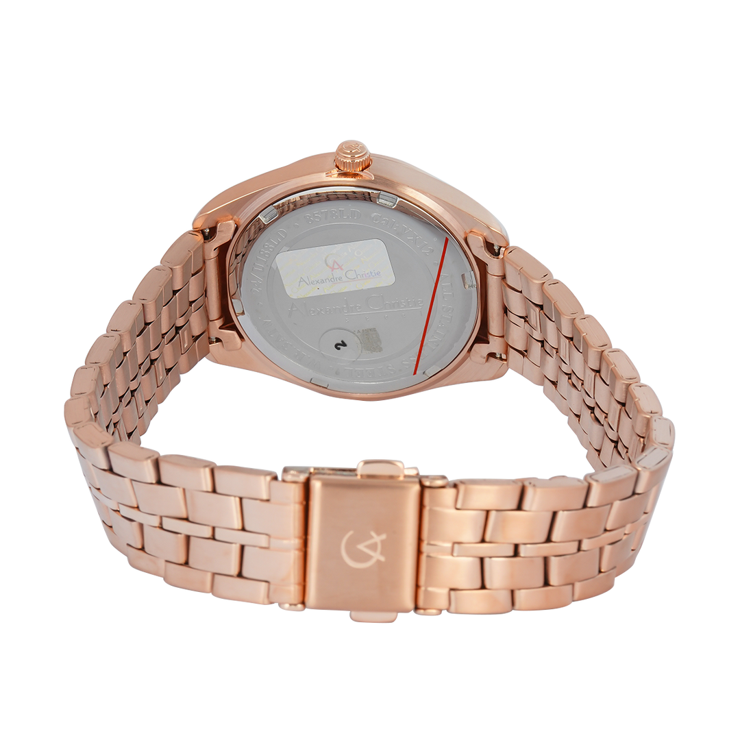 Jam Tangan Alexandre Christie Classic Steel AC 8578 LDBRGLN Women Rose Gold Dial Rose Gold Stainless Steel Strap