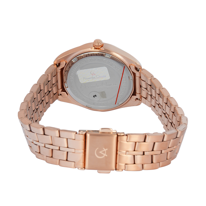 Jam Tangan Alexandre Christie Classic Steel AC 8578 LDBRGLN Women Rose Gold Dial Rose Gold Stainless Steel Strap