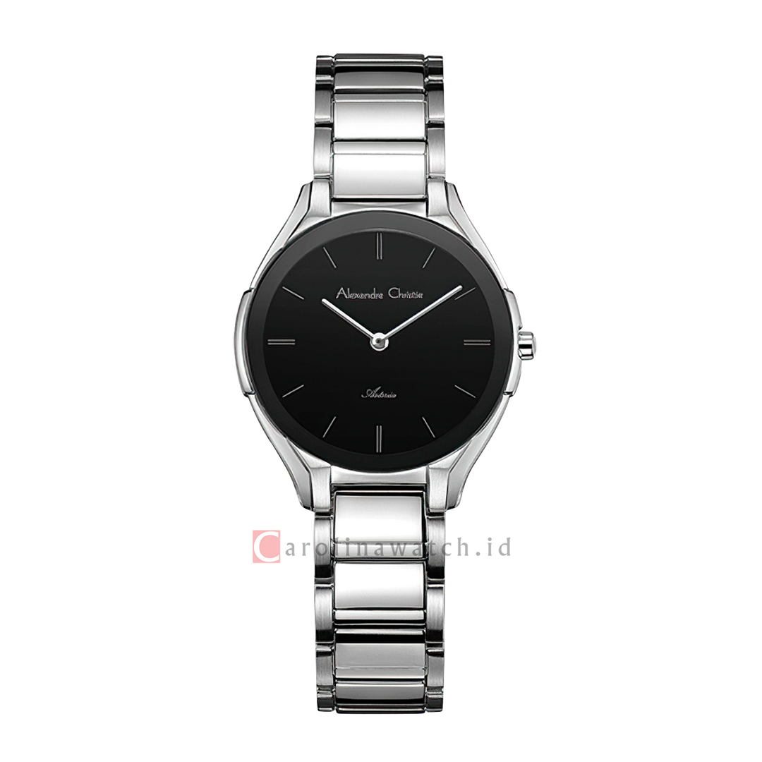 Jam Tangan Alexandre Christie Classic Steel AC 8610 LHBSSBA Women Black Dial Stainless Steel Strap