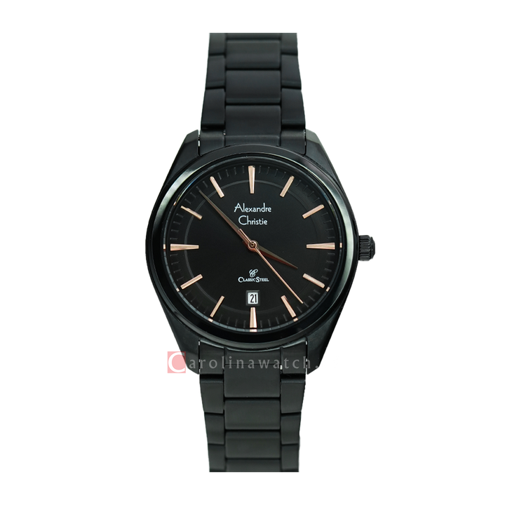Jam Tangan Alexandre Christie Classic Steel AC 8654 LDBIPBARG Women Black Dial Black Stainless Steel Strap
