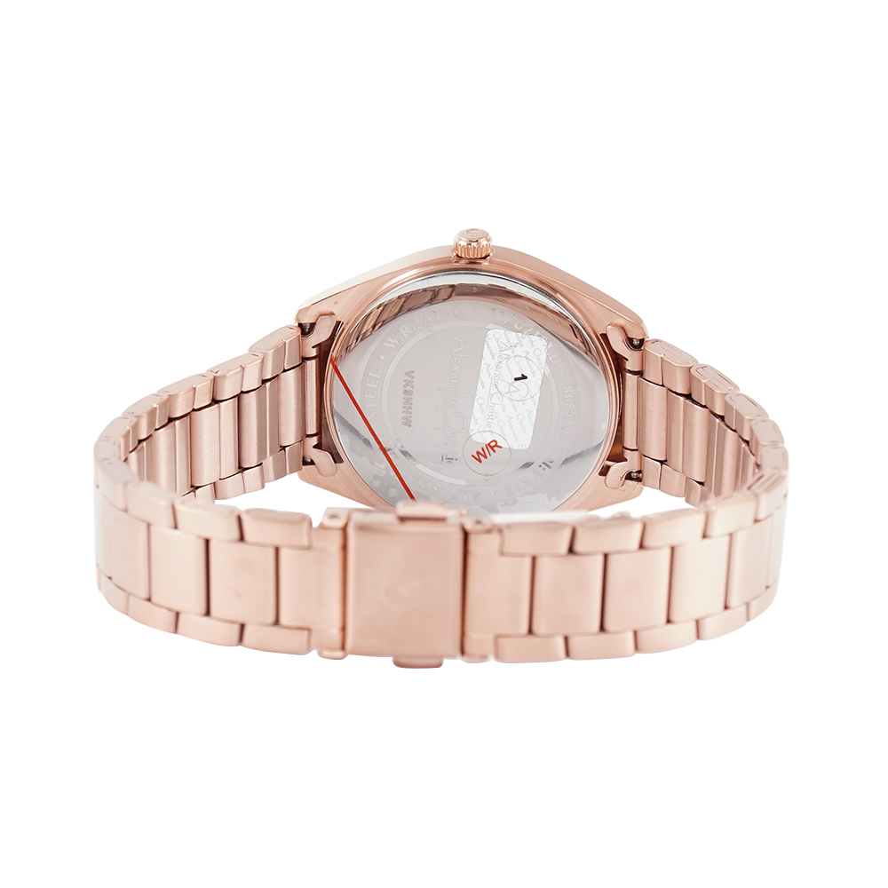 Jam Tangan Alexandre Christie Classic Steel AC 8654 LDBRGSL Women Silver Dial Rose Gold Stainless Steel Strap