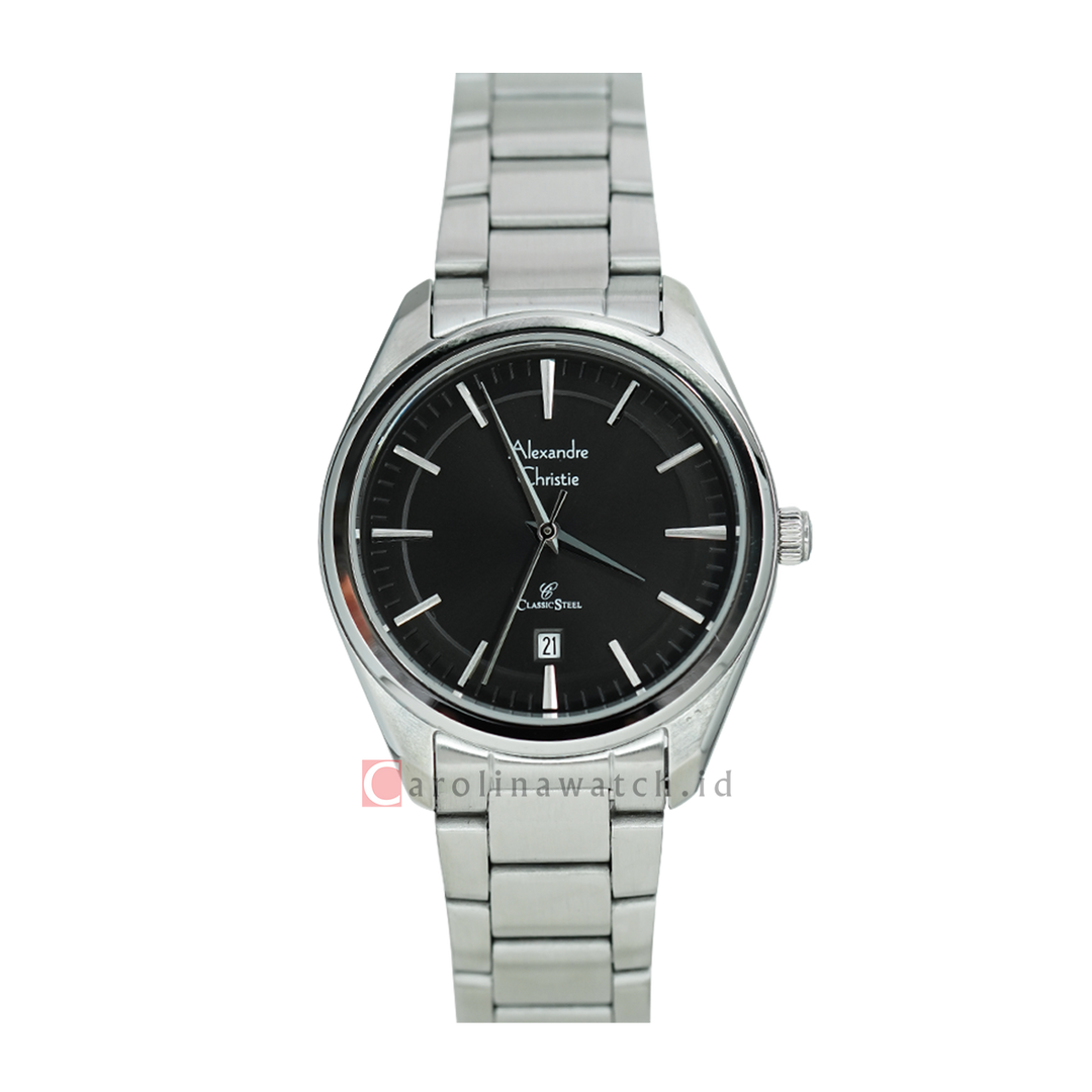 Jam Tangan Alexandre Christie Classic Steel AC 8654 LDBSSBA Women Black Dial Stainless Steel Strap