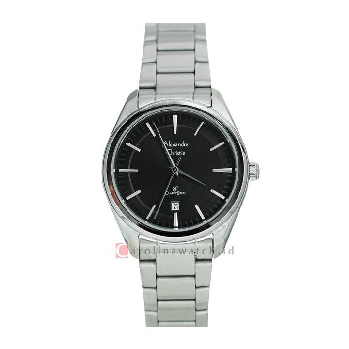 Jam Tangan Alexandre Christie Classic Steel AC 8654 LDBSSBA Women Black Dial Stainless Steel Strap