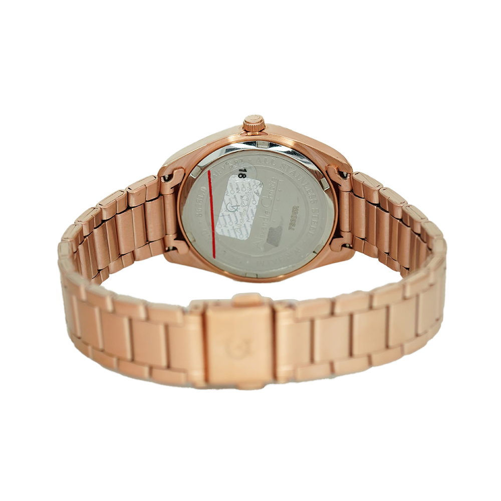 Jam Tangan Alexandre Christie Classic Steel AC 8658 LDBRGLN Women Rose Gold Dial Rose Gold Stainless Steel Strap