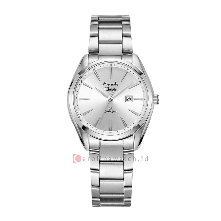 Jam Tangan Alexandre Christie Classic Steel AC 8658 LDBSSSL Women Silver Dial Stainless Steel Strap