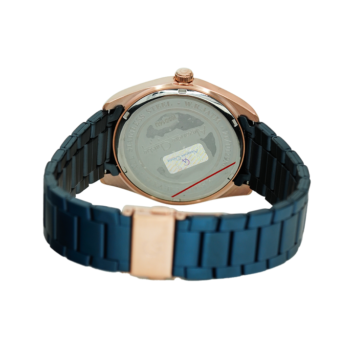 Jam Tangan Alexandre Christie Classic Steel AC 8658 MDBURBU Men Blue Dial Blue Stainless Steel Strap