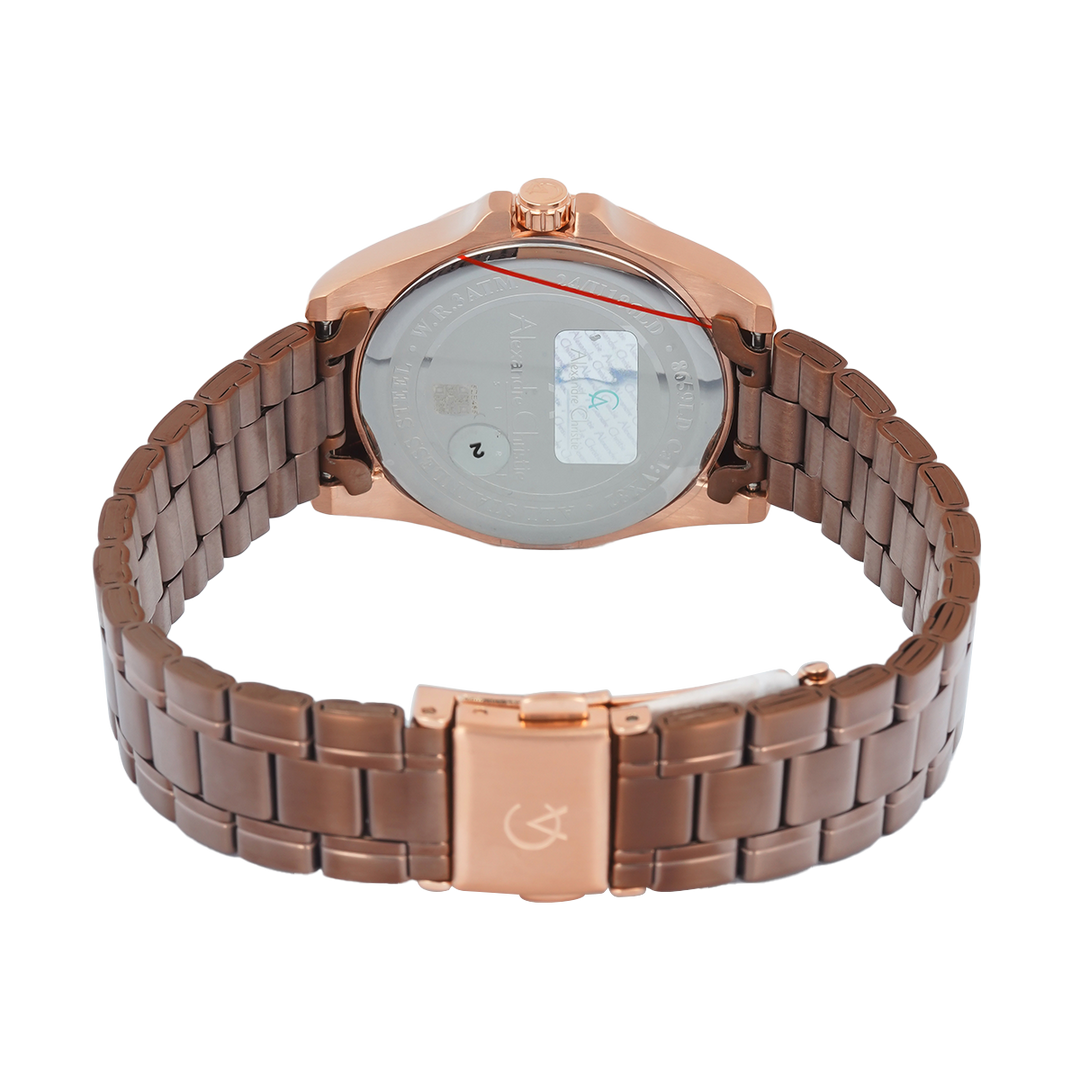 Jam Tangan Alexandre Christie Classic Steel AC 8659 LDBROBO Women Brown Dial Brown Stainless Steel Strap