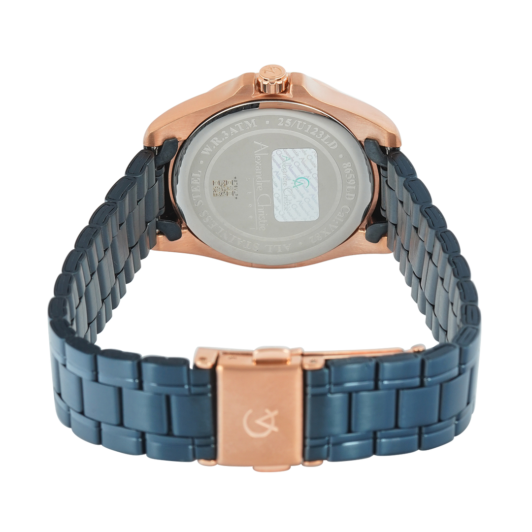 Jam Tangan Alexandre Christie Classic Steel AC 8659 LDBURBU Women Blue Dial Blue Stainless Steel Strap