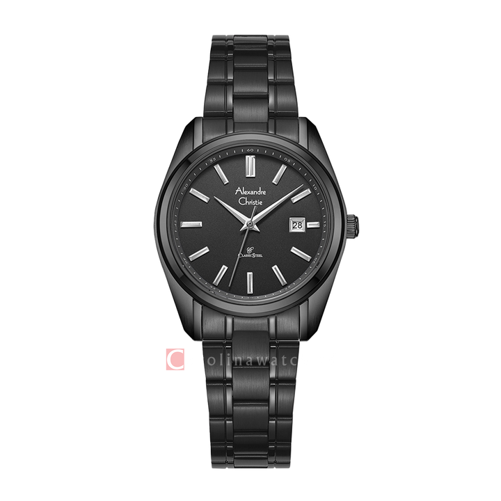 Jam Tangan Alexandre Christie Classic Steel AC 8660 LDBIPBA Women Black Dial Black Stainless Steel Strap