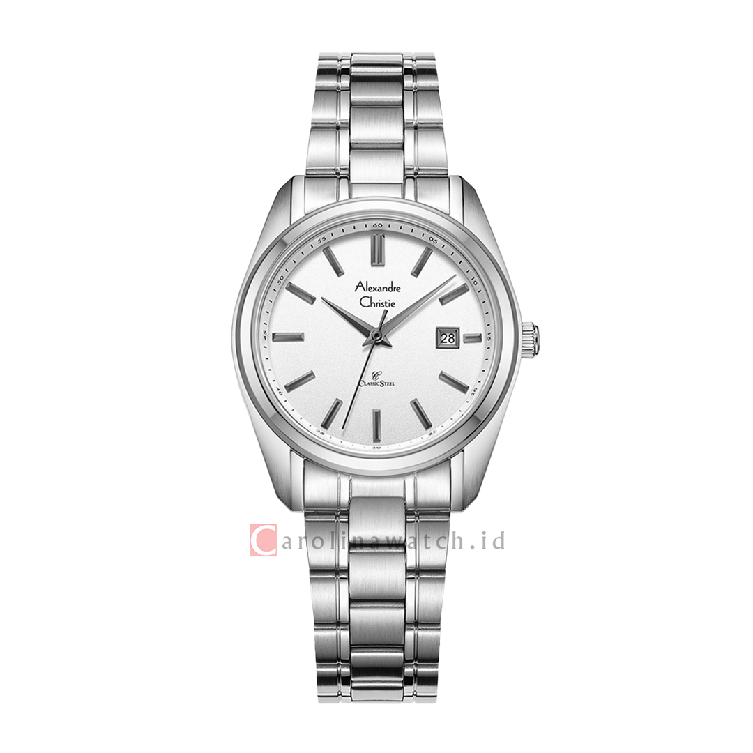 Jam Tangan Alexandre Christie AC 8660 LDBSSSL Women White Dial Stainless Steel Strap