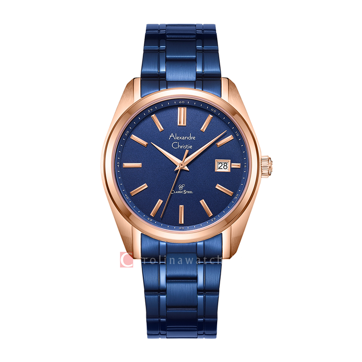 Jam Tangan Alexandre Christie Classic Steel AC 8660 MDBURBU Men Blue Dial Blue Stainless Steel Strap