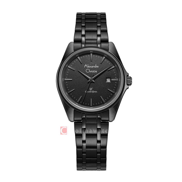 Jam Tangan Alexandre Christie AC 8661 LDBIPBA Women Black Dial Black Stainless Steel Strap