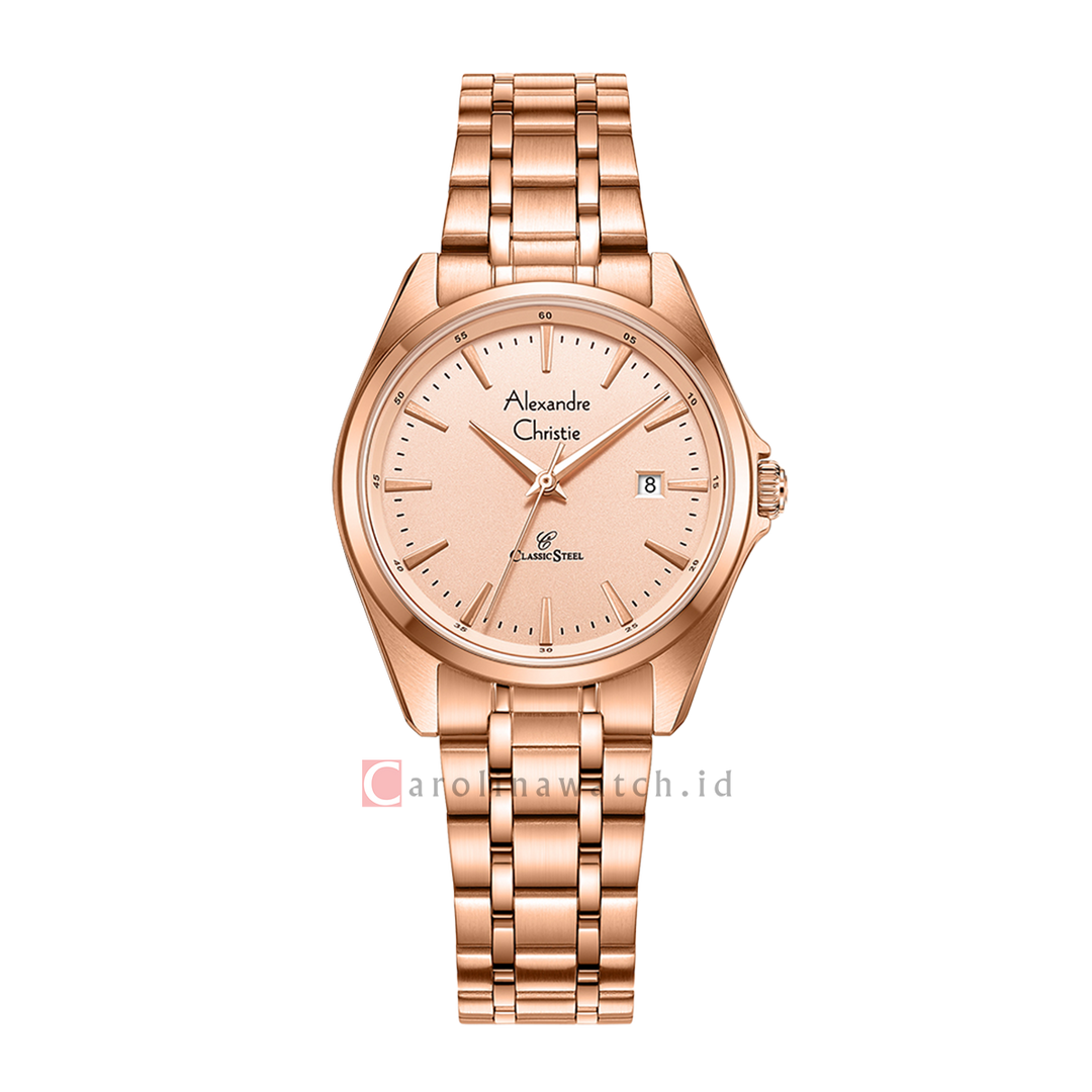 Jam Tangan Alexandre Christie AC 8661 LDBRGLN Women Rose Gold Dial Rose Gold Stainless Steel Strap