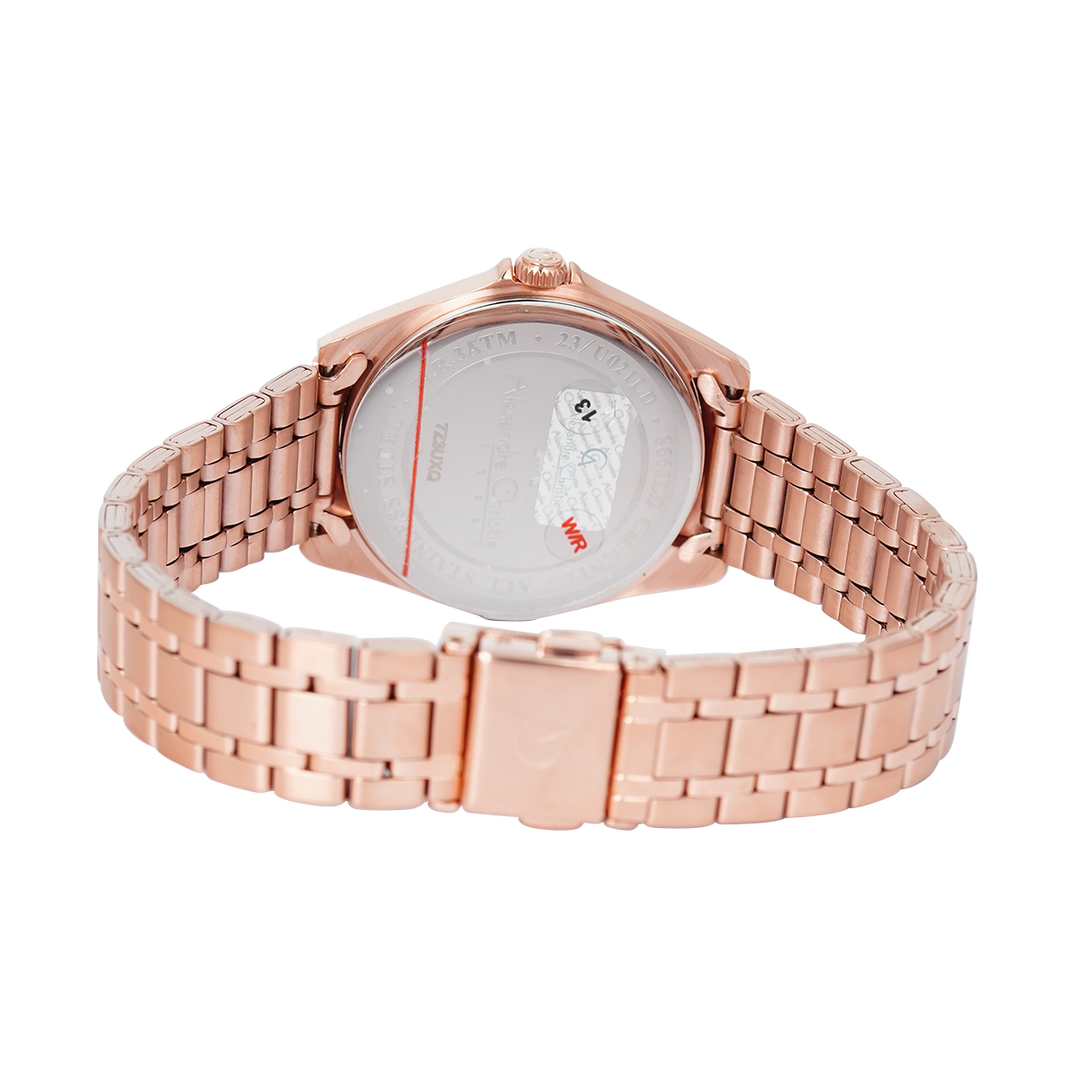 Jam Tangan Alexandre Christie AC 8661 LDBRGLN Women Rose Gold Dial Rose Gold Stainless Steel Strap