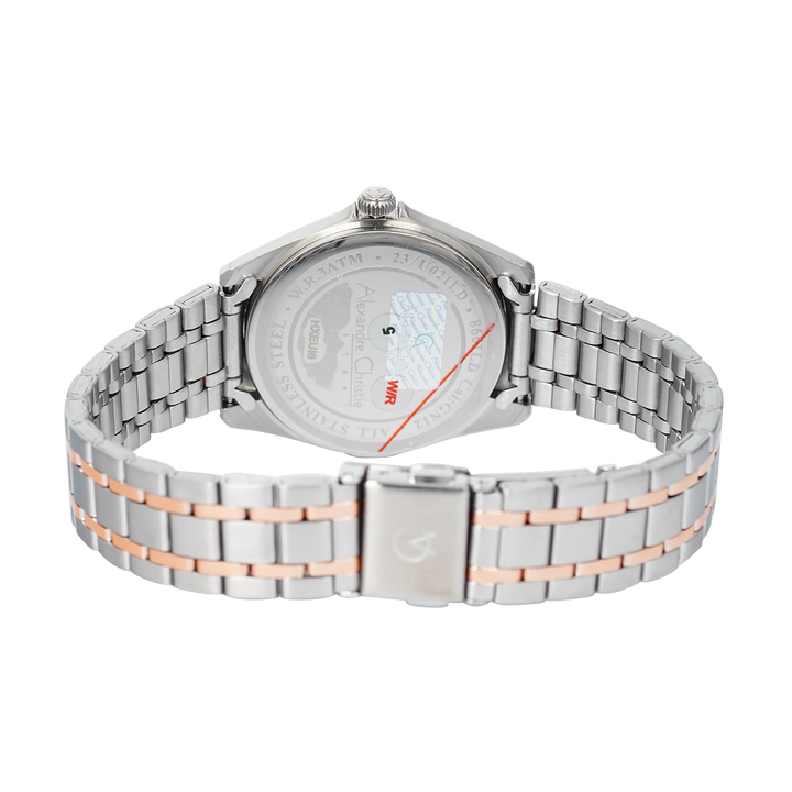 Jam Tangan Alexandre Christie AC 8661 LDBTRSL Women Silver Dial Dual Tone Stainless Steel Strap