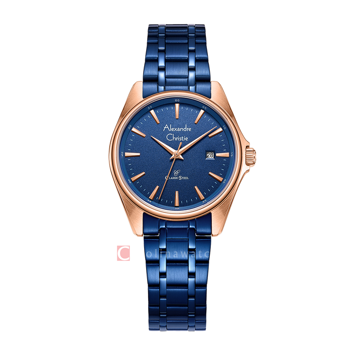 Jam Tangan Alexandre Christie AC 8661 LDBURBU Women Blue Dial Blue Stainless Steel Strap