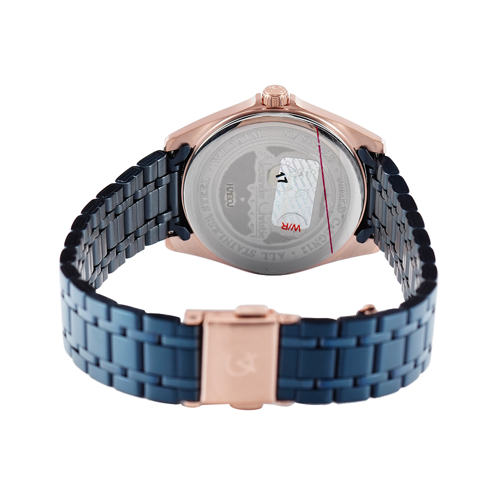 Jam Tangan Alexandre Christie AC 8661 LDBURBU Women Blue Dial Blue Stainless Steel Strap