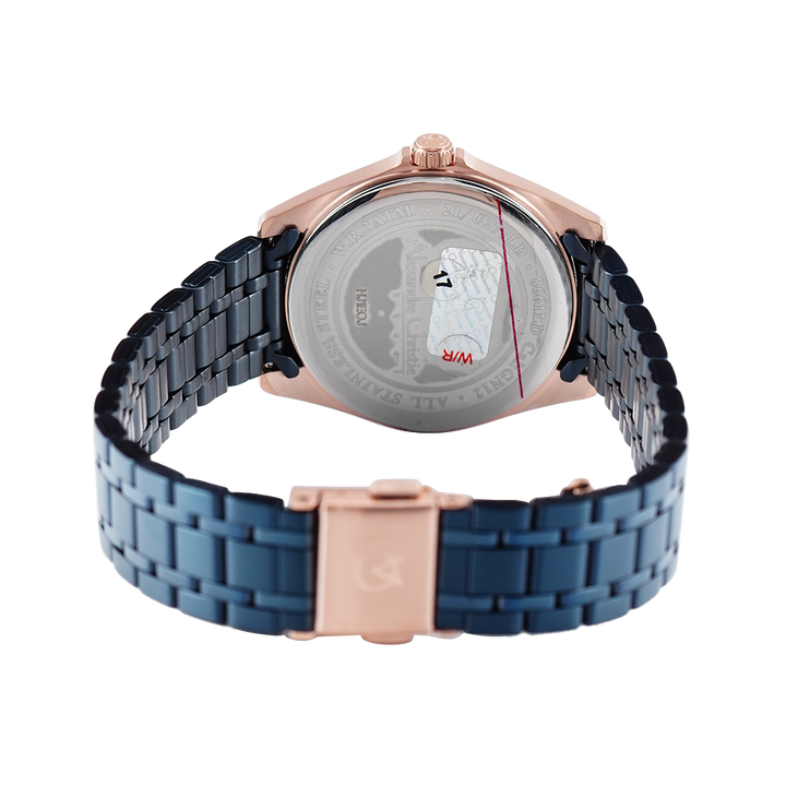 Jam Tangan Alexandre Christie AC 8661 LDBURBU Women Blue Dial Blue Stainless Steel Strap